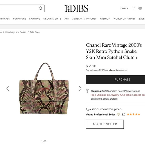 Chanel Mini Vintage Python Satchel Tote Bag - Picture 12 of 13